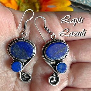Lapis Lazuli Silver Earrings